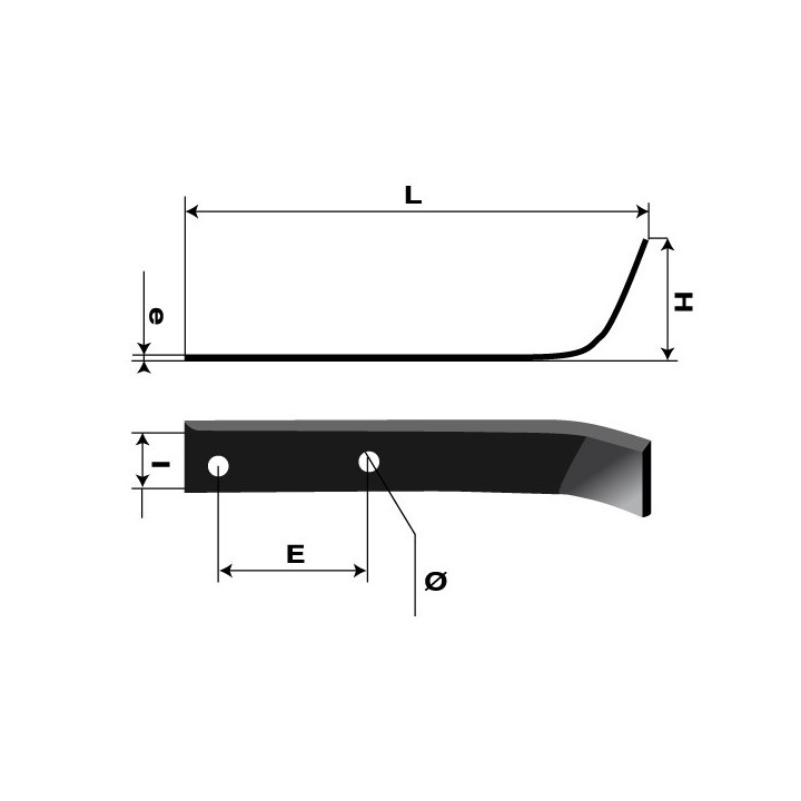 Couteau de fraise type bineur L.220mm Diam. 360mm