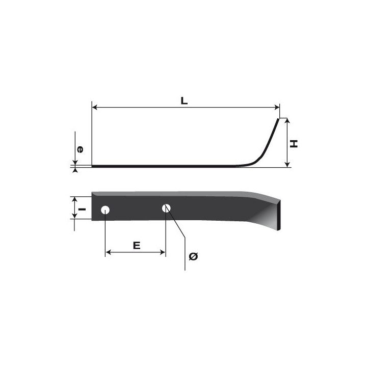 Couteau de fraise type labour L.220mm Diam. fraises: 320mm