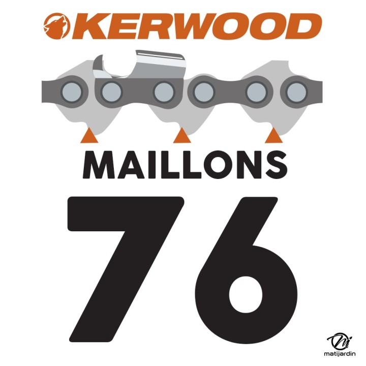 Chaine Kerwood pour PARTNER R522 3/8 1,5 mm 76 maillons