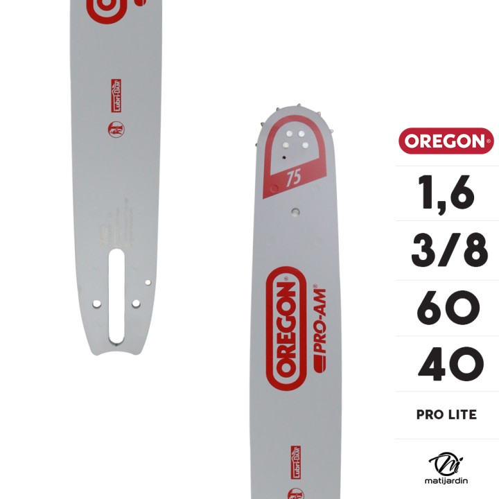 Guide tronçonneuse Oregon 40 cm. 3/8" 1,6 mm 60 maillons 163SFHD025 Pro Am