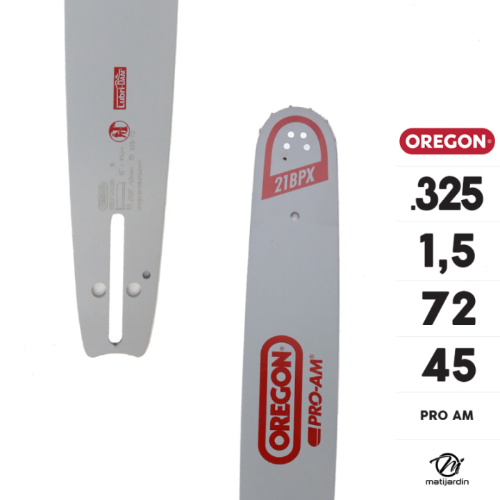 Guide tronçonneuse Oregon 45 cm. .325" 1,5 mm 72 maillons 188SFGK095 Pro Am