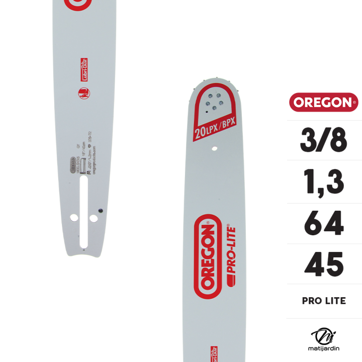 Guide tronçonneuse Oregon 45 cm. 3/8" 1,3 mm 72 maillons 180SLGK095 Pro Lite
