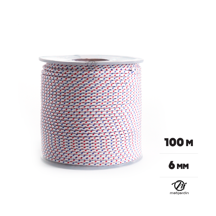 Corde de lanceur nylon. Ø 6 mm x 100 m. Cordon 16 fuseaux