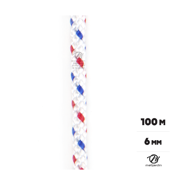 Corde de lanceur nylon. Ø 6 mm x 100 m. Cordon 16 fuseaux