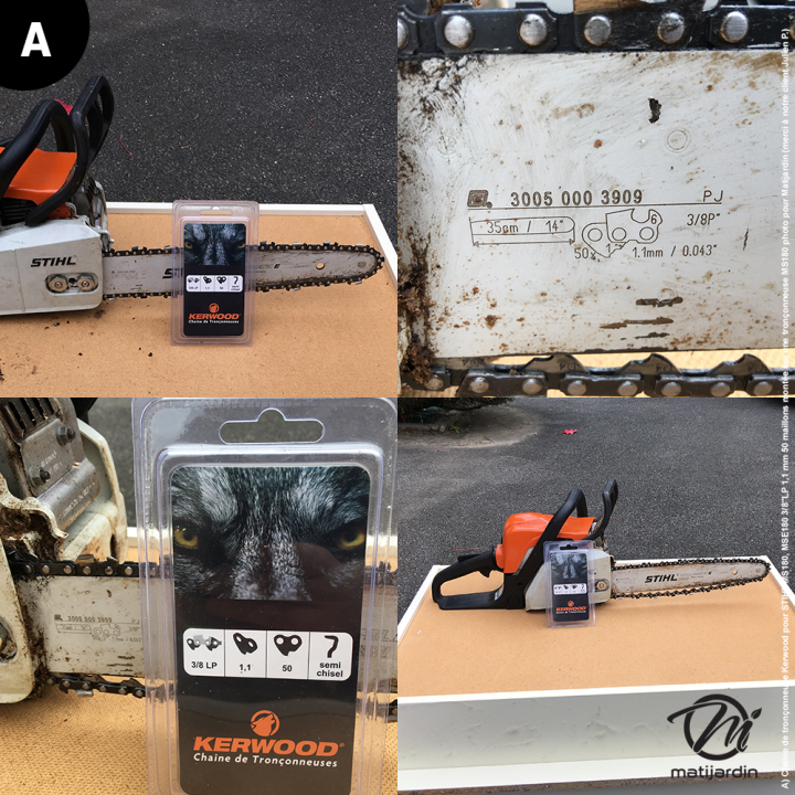 Chaine Kerwood pour STIHL MS180, MSE180 3/8"LP 1,1 mm 50 maillons