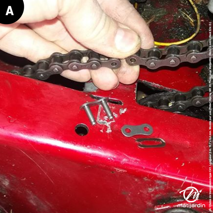 Chaîne de transmission type C41. Longueur 3 m. 12,7 x 6,4 mm