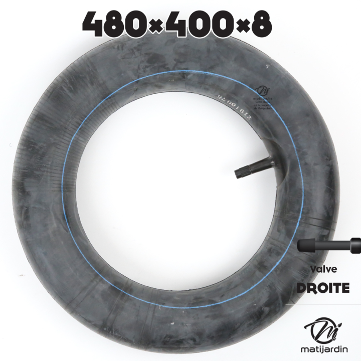 Chambre à air spéciale motoculture. 480 x 400 x 8. Valve droite. Par 2