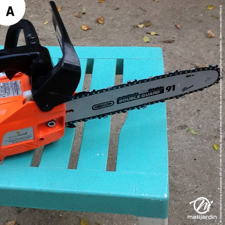 Chaîne Kerwood pour tronçonneuse 3/8" LP 1,3 mm. 45 maillons. Gouge demi carrée