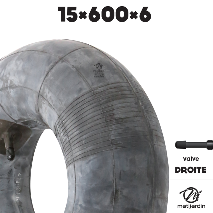 Chambre à air spéciale motoculture. 15 x 600 x 6. Valve droite. Par 2