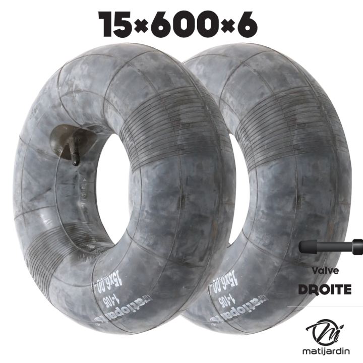 Chambre à air spéciale motoculture. 15 x 600 x 6. Valve droite. Par 2