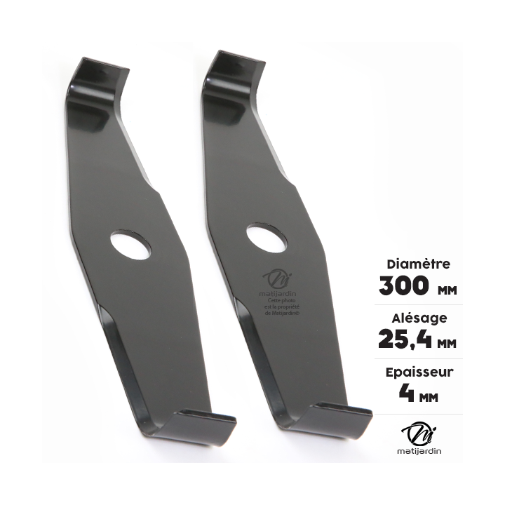 Lame débroussailleuse spéciale ronce. Ø 300 mm. Alésage 25,4 mm. Epaisseur 4 mm. Par 2