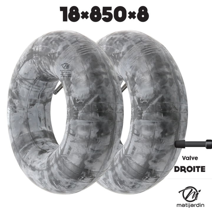 Chambre à air spéciale motoculture. 18 x 850 x 8. Valve droite. Par 2