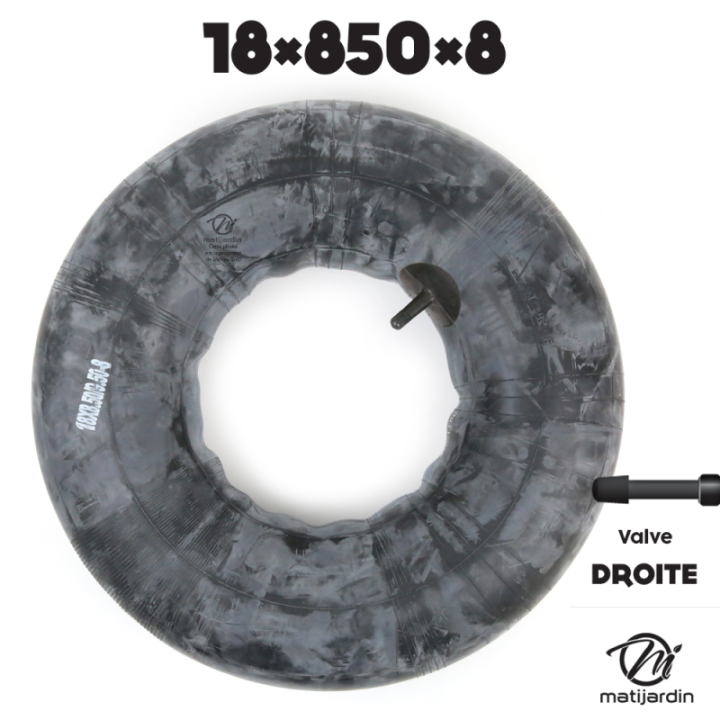 Chambre à air spéciale motoculture. 18 x 850 x 8. Valve droite. Par 2