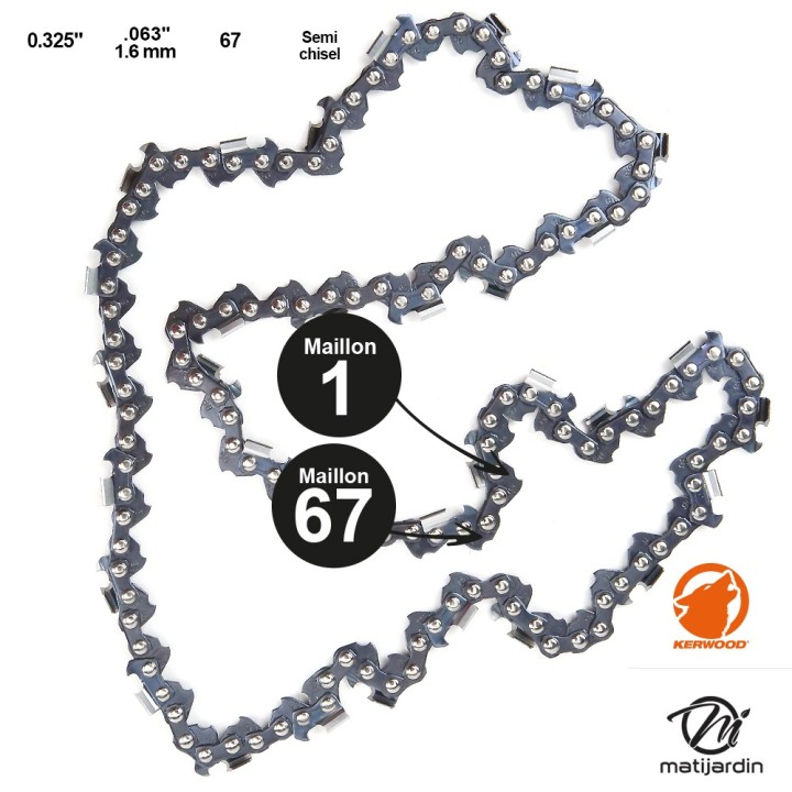 Chaine Kerwood pour STIHL MS280 0,325 1,6 mm 67 maillons