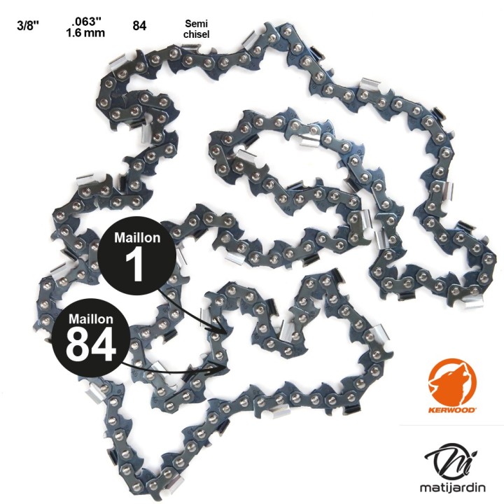 Chaine Kerwood pour STIHL MS390 3/8 1,6 mm 84 maillons