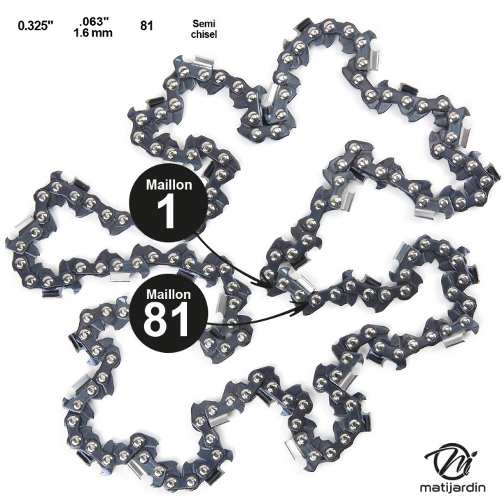 Chaine Kerwood pour STIHL MS390 0,325 1,6 mm 81 maillons