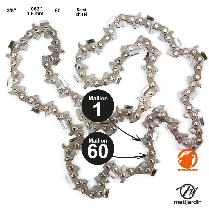 Chaine Kerwood pour STIHL MS390 3/8 1,6 mm 60 maillons