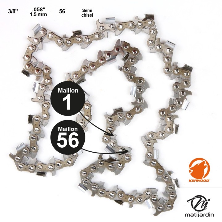 Chaine Kerwood pour HUSQVARNA 362 3/8 1,5 mm 56 maillons
