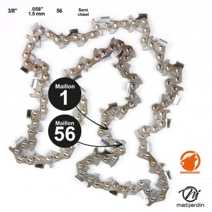 Chaine Kerwood pour HUSQVARNA 362 3/8 1,5 mm 56 maillons