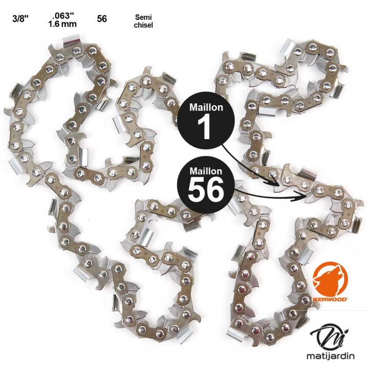 Chaine Kerwood pour STIHL E20 3/8 1,6 mm 56 maillons
