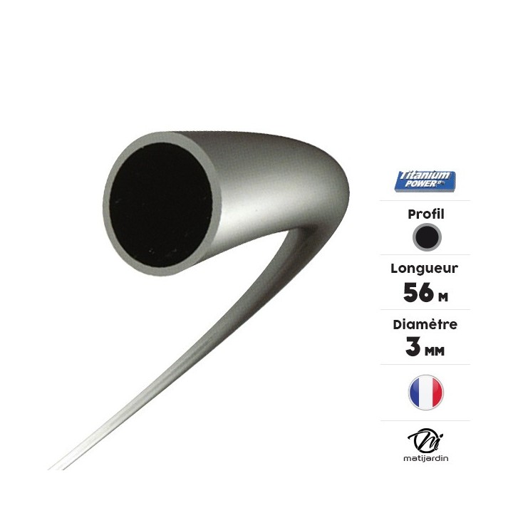 Fil débroussailleuse Titanium 3 mm x 56 m. Rond. Bi-matière. Blister