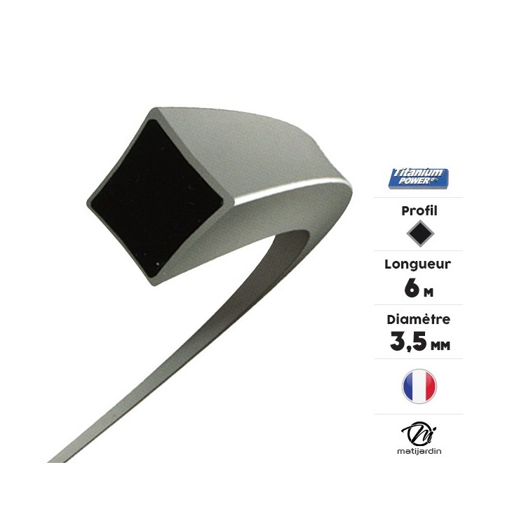 Fil débroussailleuse Titanium 3,5 mm x 6 m. Carré. Bi-matière. Blister