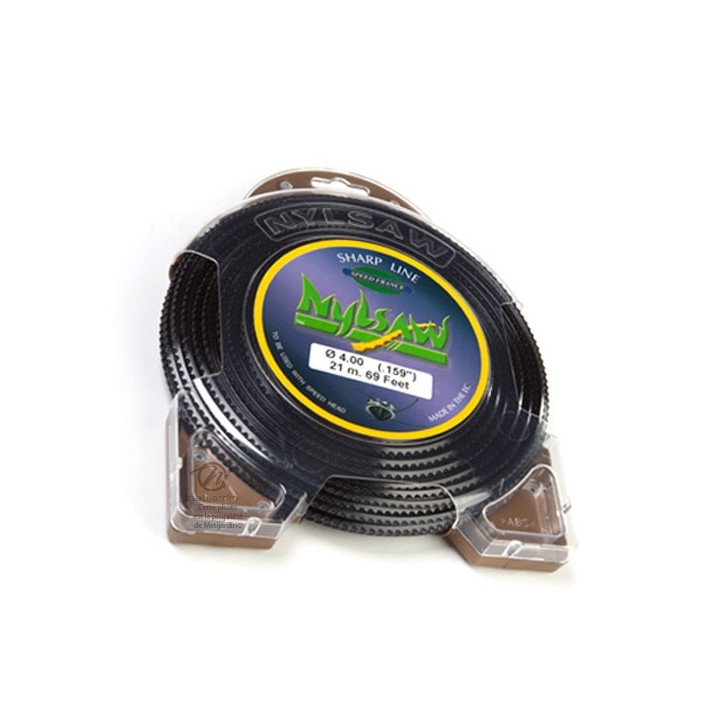 Fil débroussailleuse nylon Nylsaw 4 mm x 21 m. Cranté. Blister