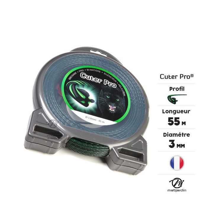 Fil débroussailleuse nylon Cuter'Pro 3 mm x 55 m. Hélicoïdal. Blister