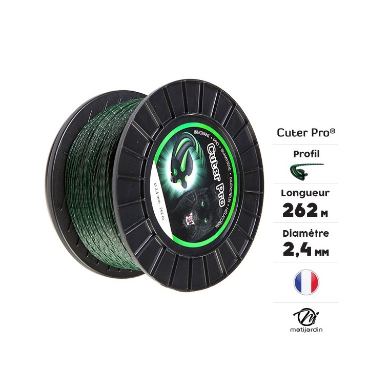 Fil débroussailleuse nylon Cuter'Pro 2,4 mm x 262 m. Hélicoïdal. Bobine