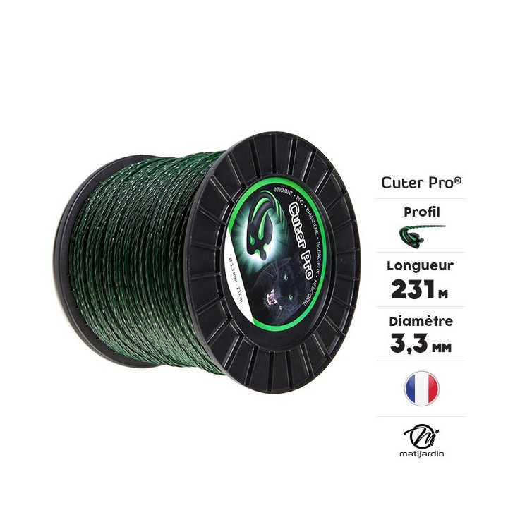 Fil débroussailleuse nylon Cuter'Pro 3 mm x 231 m. Hélicoïdal. Bobine