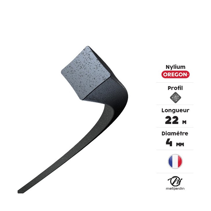 Fil débroussailleuse nylon Oregon Nylium 4 mm x 22 m. Carré. Blister