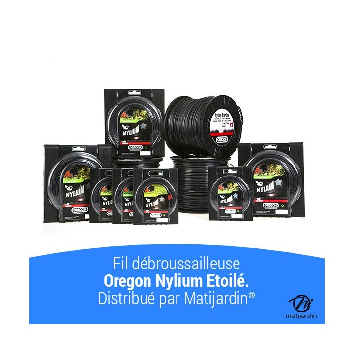 Fil débroussailleuse nylon Oregon Nylium 3 mm x 15 m. Etoilé. Blister
