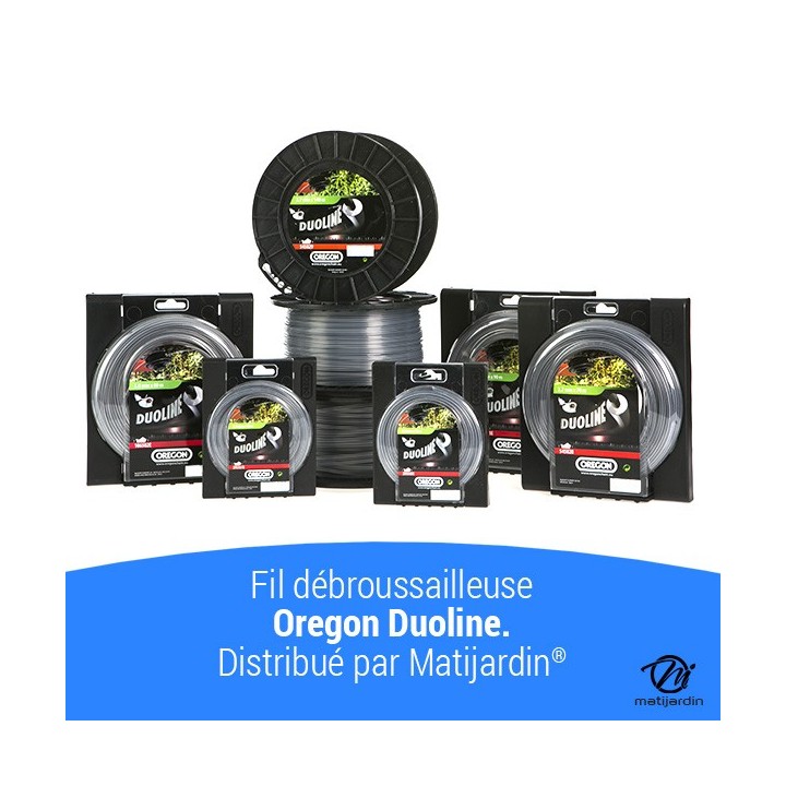 Fil débroussailleuse Oregon Duoline 2,4 mm x 180 m. Rond. Transparent. Bobine