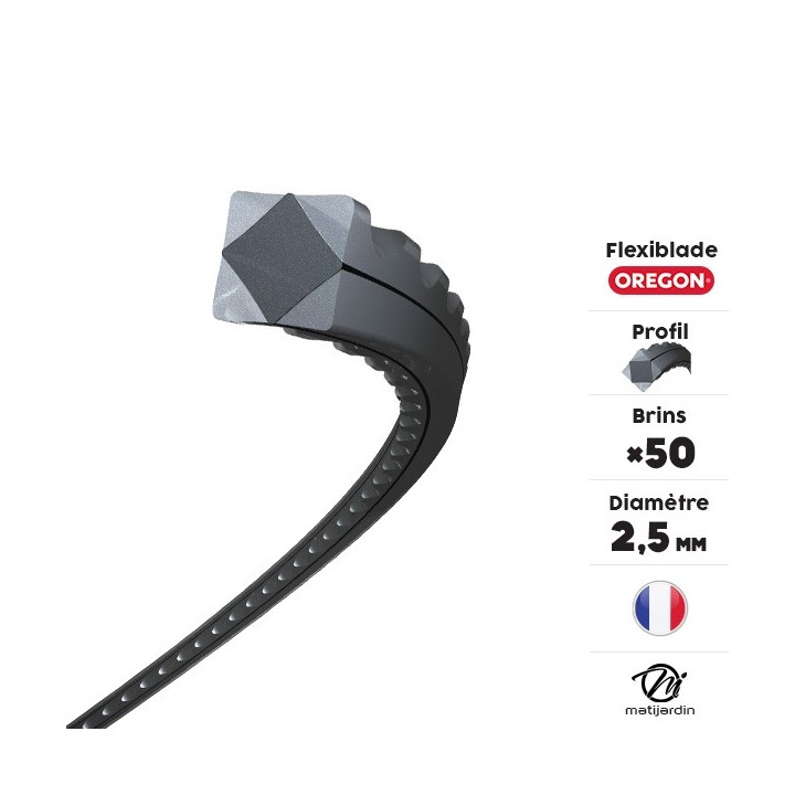 Fil débroussailleuse Oregon FlexiBlade 50 brins de 2,5 mm. Carré. Cranté.