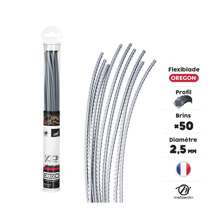 Fil débroussailleuse Oregon FlexiBlade 50 brins de 2,5 mm. Carré. Cranté.