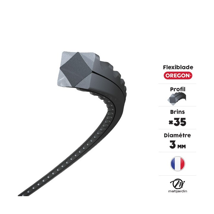 Fil débroussailleuse Oregon FlexiBlade 35 brins de 3 mm. Carré. Cranté.