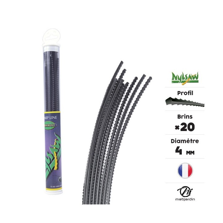 Fil débroussailleuse nylon Nylsaw 20 brins de 4 mm. Cranté. Tube
