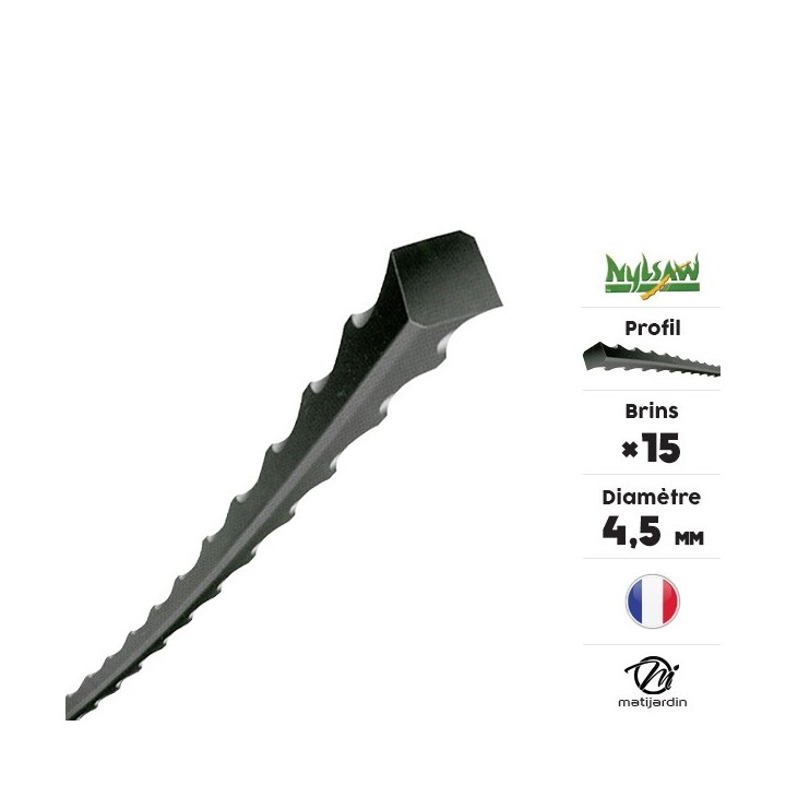 Fil débroussailleuse nylon Nylsaw 15 brins de 4,5 mm. Cranté. Tube