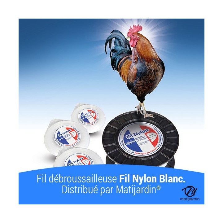 Fil débroussailleuse nylon 3 mm x 30 m. Rond. Blanc. Blister