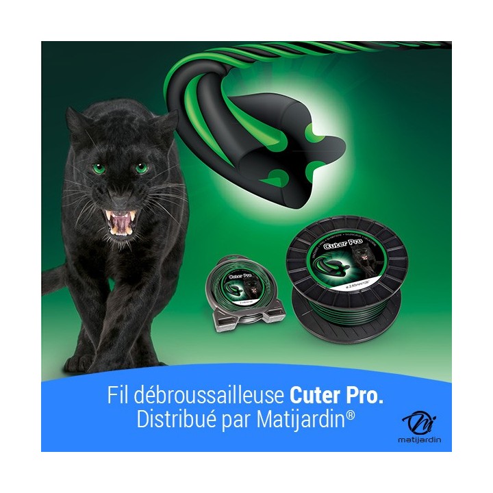 Fil débroussailleuse nylon Cuter'Pro 2,4 mm x 262 m. Hélicoïdal. Bobine