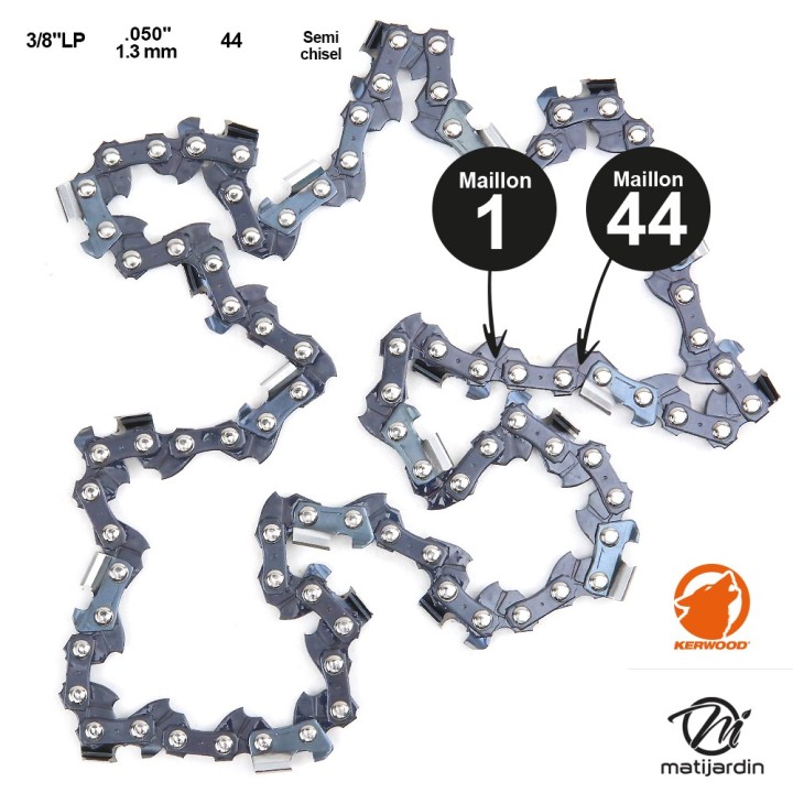 Chaine Kerwood pour BLACK & DECKER GK440 3/8"LP 1,3 mm 44 maillons