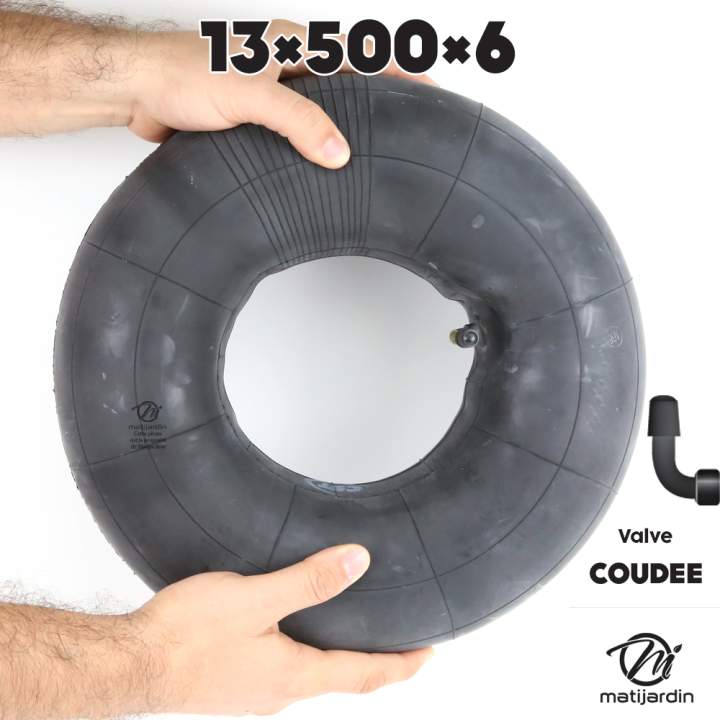 Chambre à air spéciale motoculture.13 x 500 x 6. Valve coudée. Par 2
