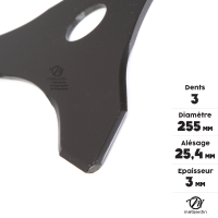 Lot De 4 Lames 3 Dents Pour Débroussailleuse 25,4 Cm – Acier 65Mn, épaisseur 1,5 Mm | Coupe Herbe, Jardinage