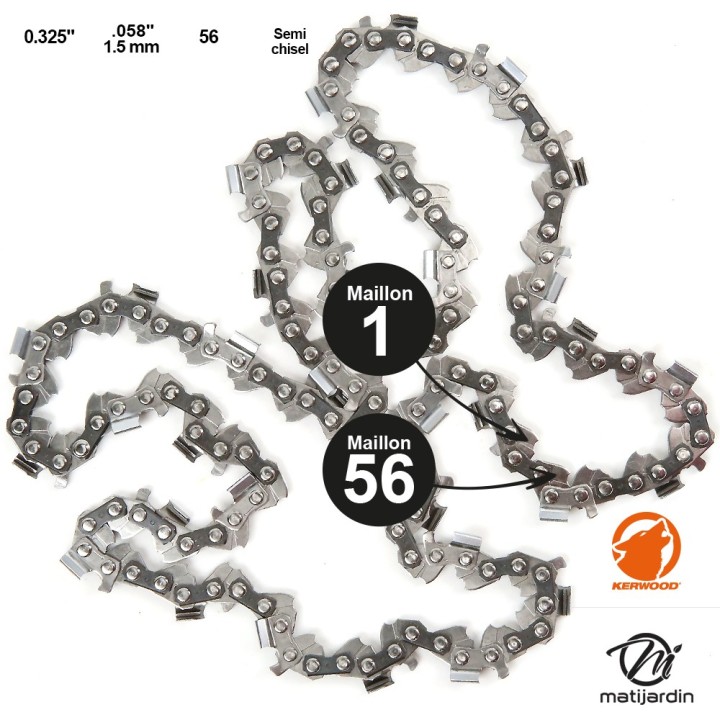 Chaine Kerwood pour PARTNER 1650 0,325 1,5 mm 56 maillons