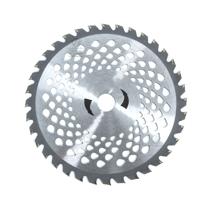 Lame disque carbure tungstène 36 dents débroussailleuse. Ø 230 mm. Alésage 25,4 mm. Multi-aérations