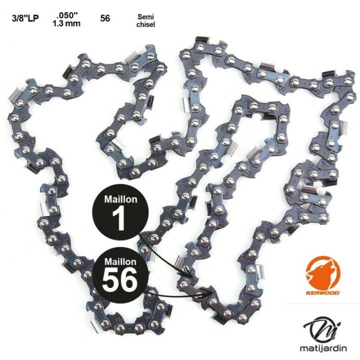Chaine Kerwood pour MCCULLOCH  435 3/8"LP 1,3 mm 56 maillons
