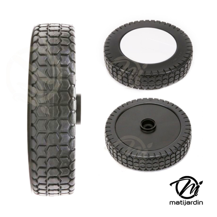 Roue de tondeuse universelle. Ø 180 mm. Livrée avec jeu de bagues