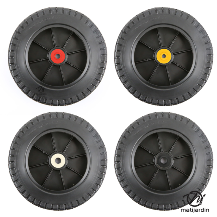 Roue de tondeuse universelle. Ø 180 mm. Livrée avec jeu de bagues