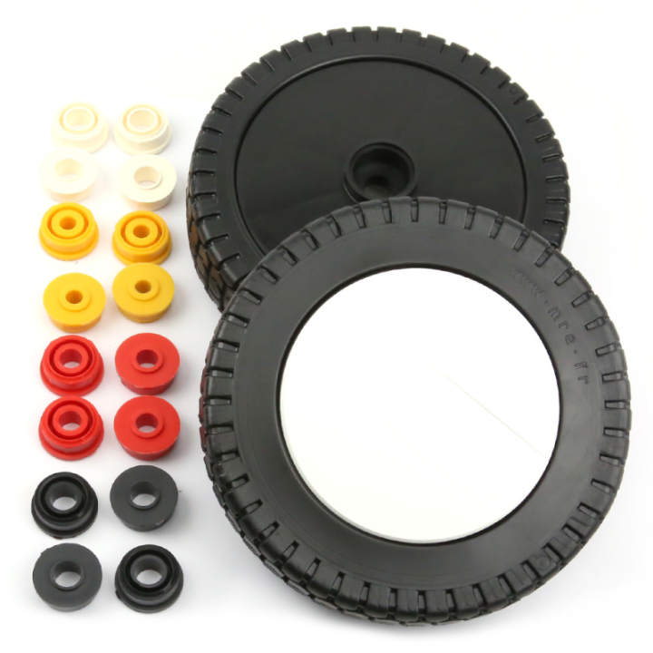 Roue de tondeuse universelle. Ø 180 mm. Livrée avec jeu de bagues