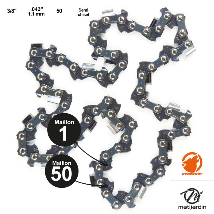 Chaine Kerwood pour POWER PRUNER PP600 3/8"LP 1,3 mm 33 maillons